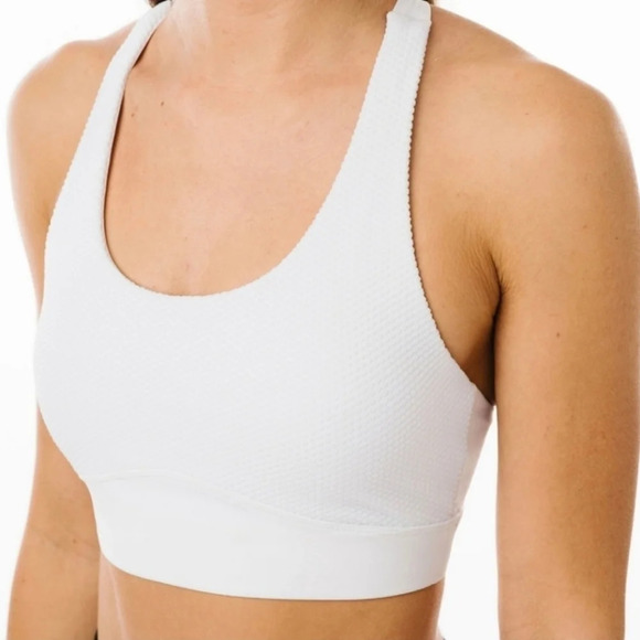Zyia White Strappy Polka Adjustable Racerback Cut Out White Sports Bra Small - Picture 1 of 15
